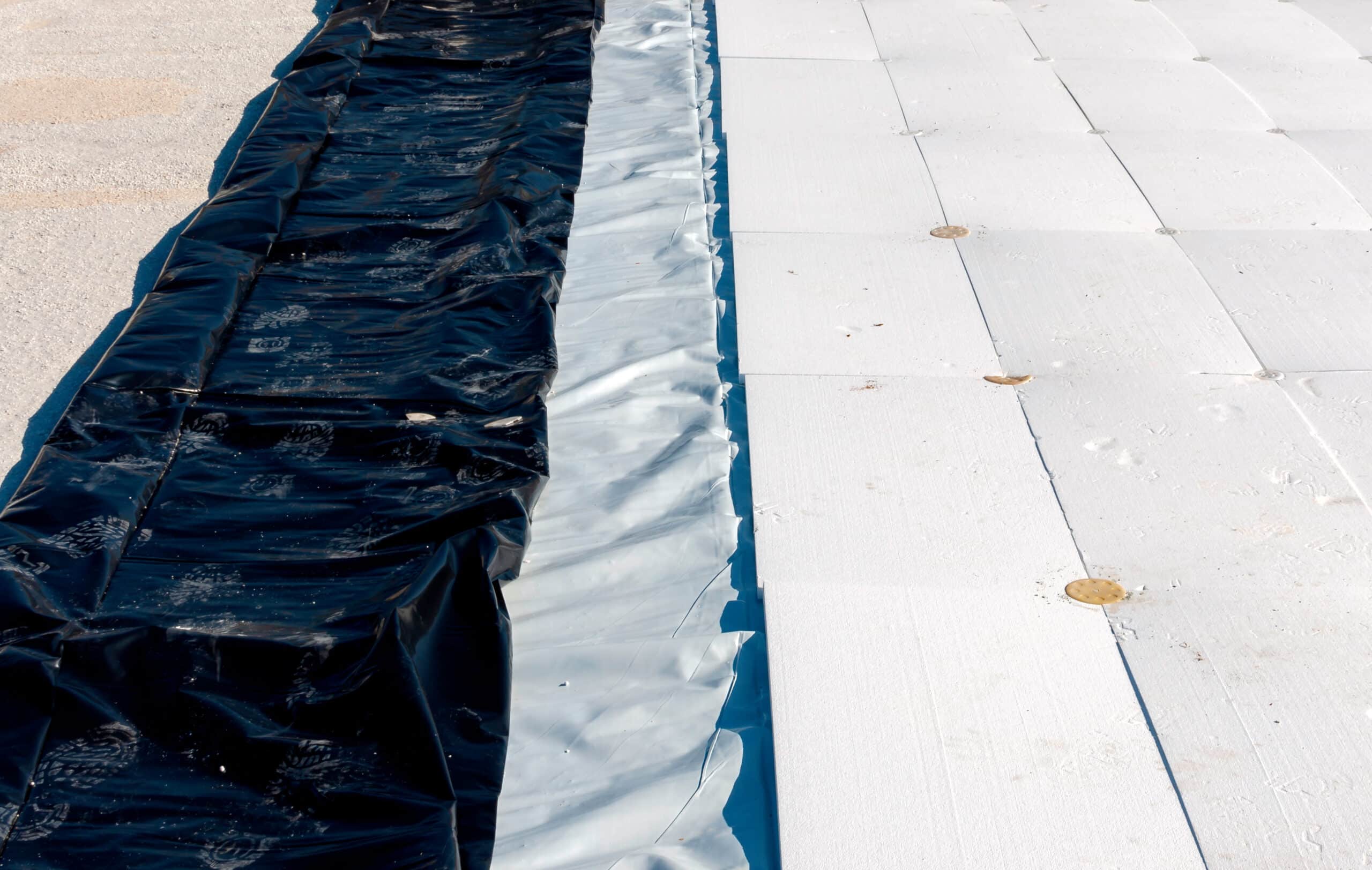 stratigraphy of the materials to waterproof a terrace in a new building with the following products: 4 mm PVC, polystyrene, non-woven fabric and 2 mm polyethylene