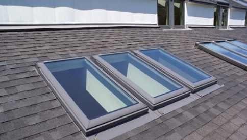Image of Velux skylights on the roof of a house